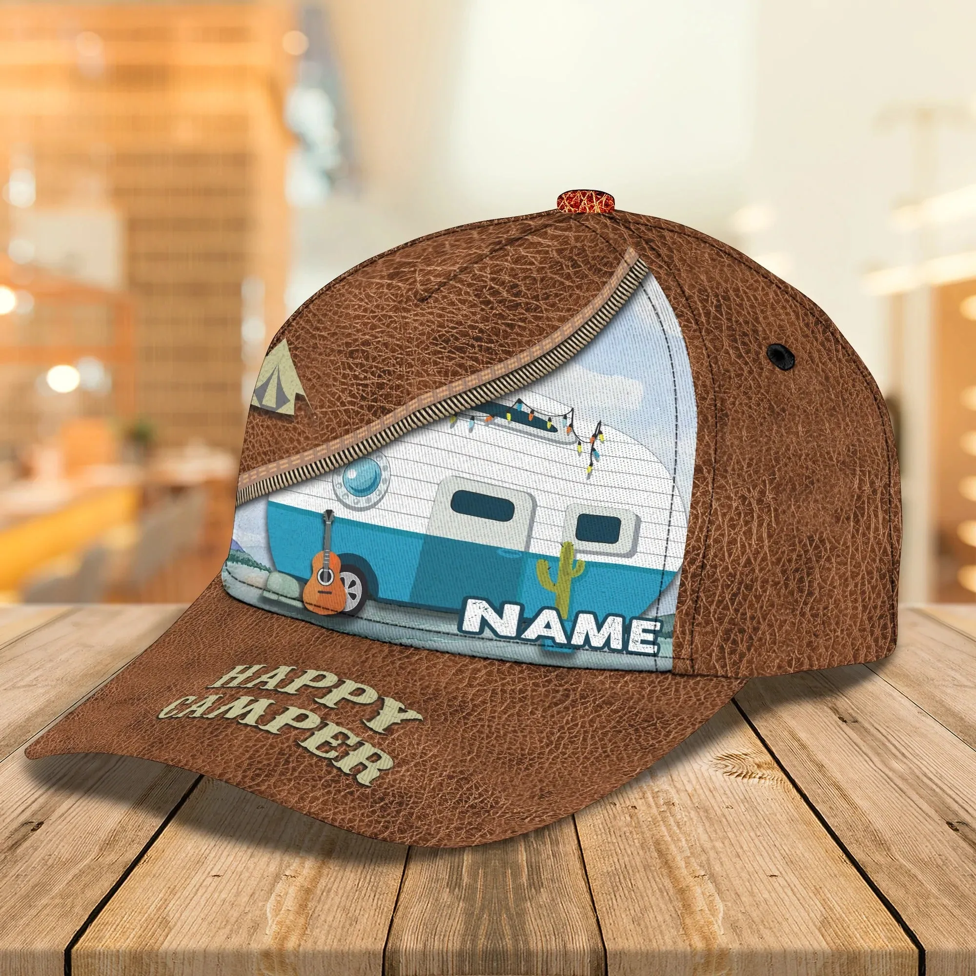 Personalized With Name Baseball Cap Hat For Camping, Happy Camper Classic Cap Hat, Camper Cap