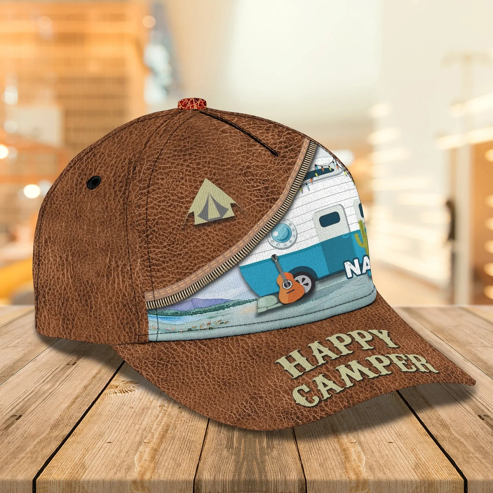 Personalized With Name Baseball Cap Hat For Camping, Happy Camper Classic Cap Hat, Camper Cap