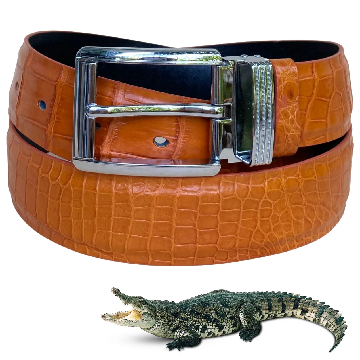 Premium Tan Alligator Belt Men's - Pin Buckle | BE-TAN153-PIN