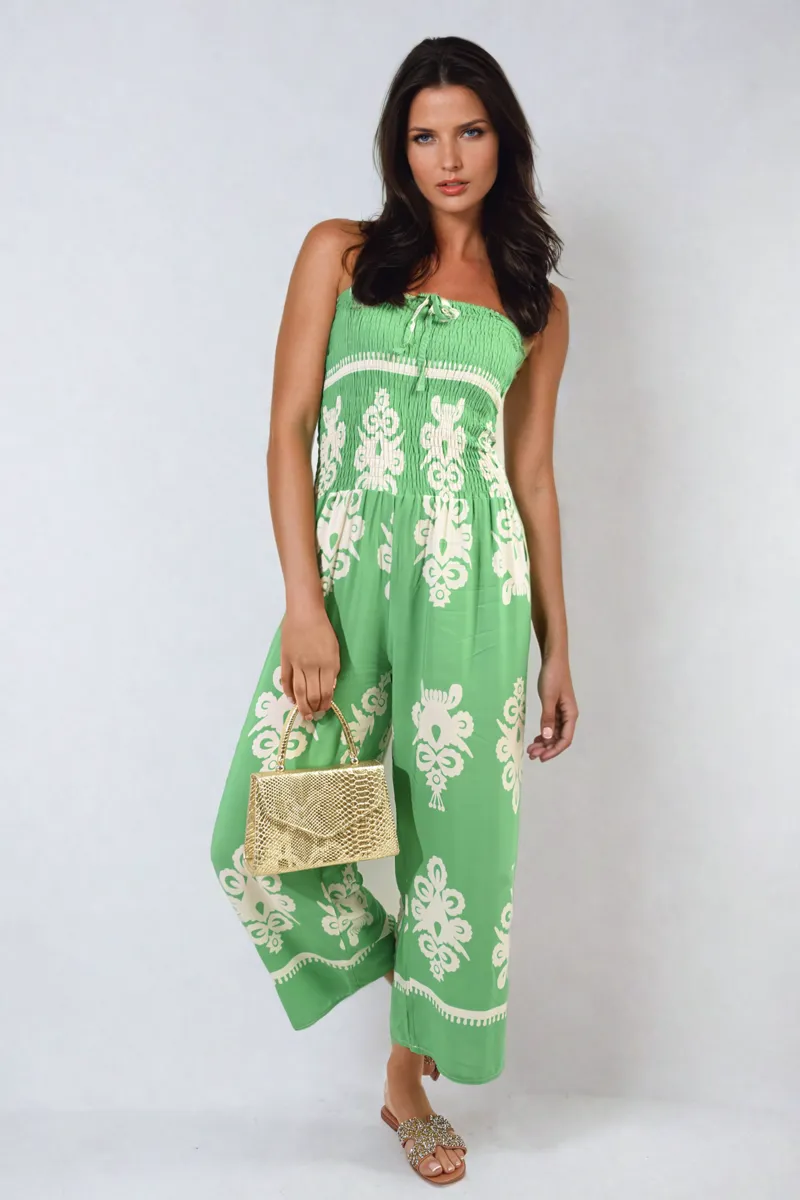 Printed Strapless Jumpsuit