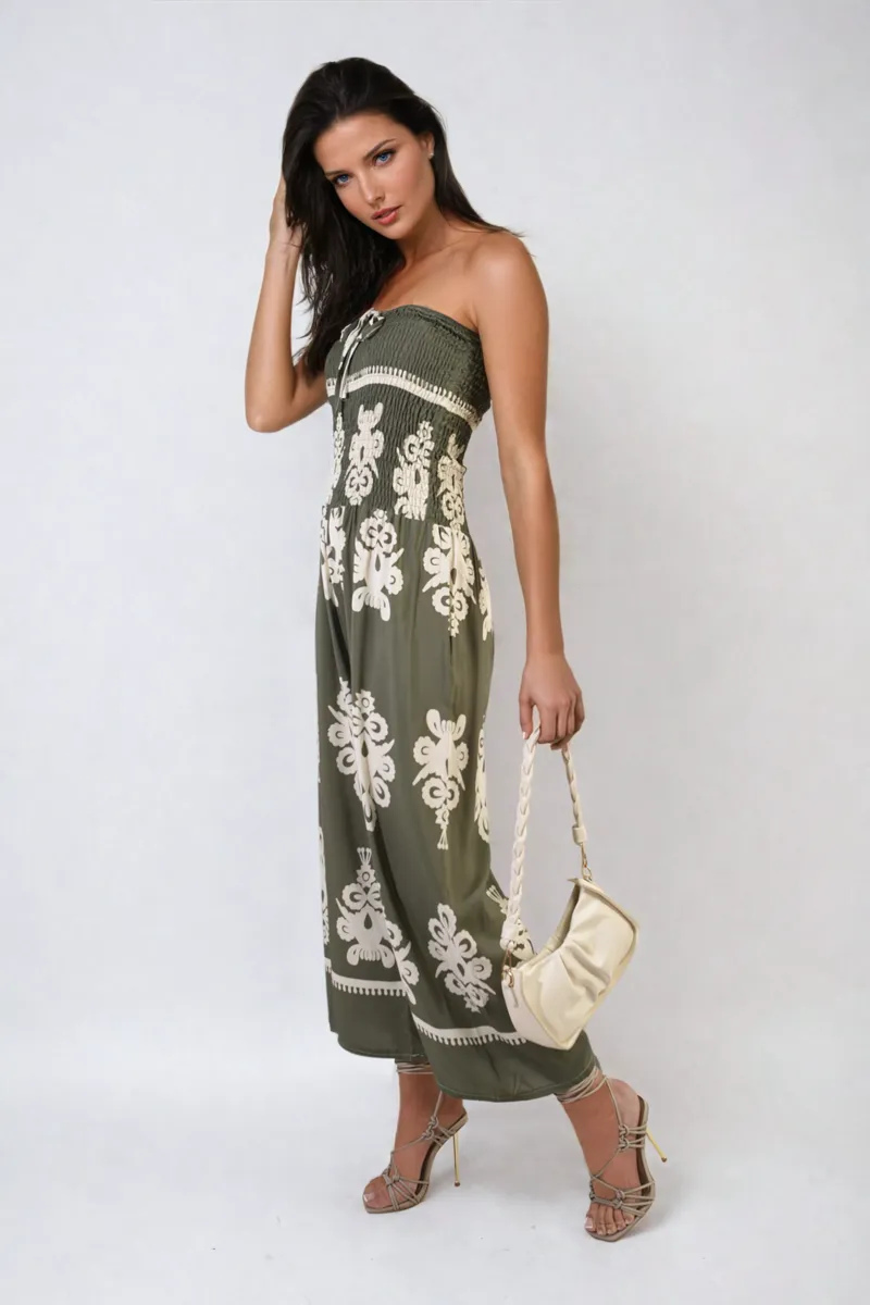 Printed Strapless Jumpsuit