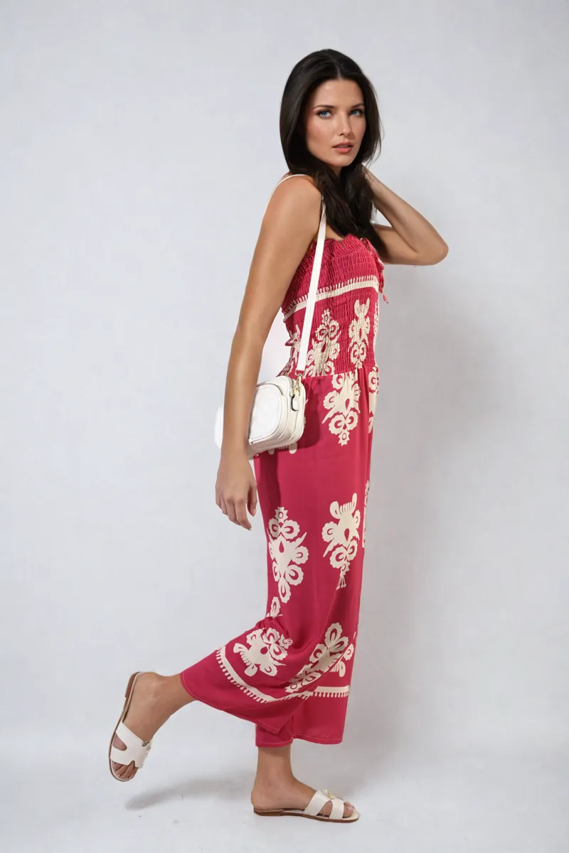 Printed Strapless Jumpsuit