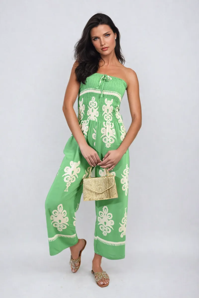 Printed Strapless Jumpsuit