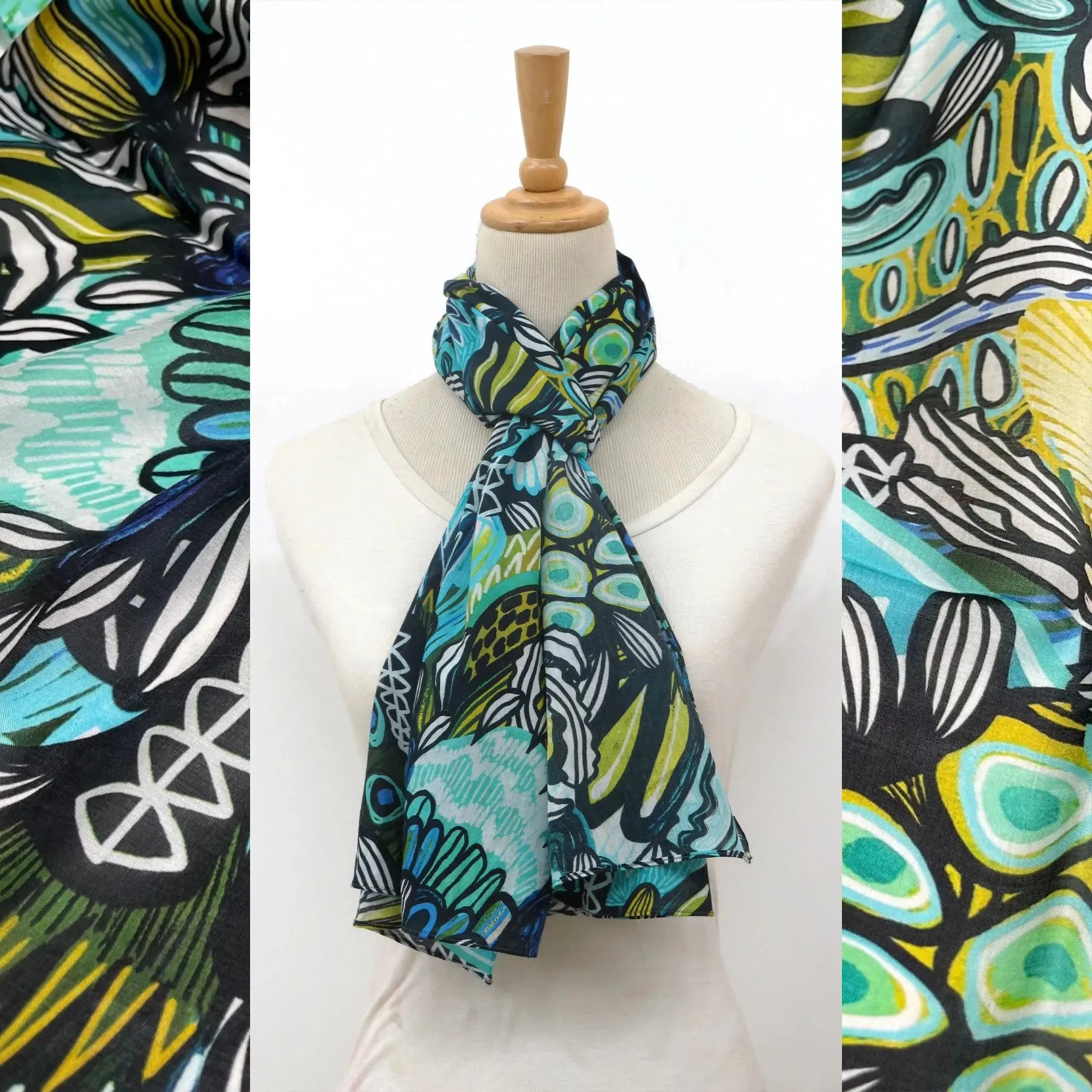 Protea Azure Silk Scarf