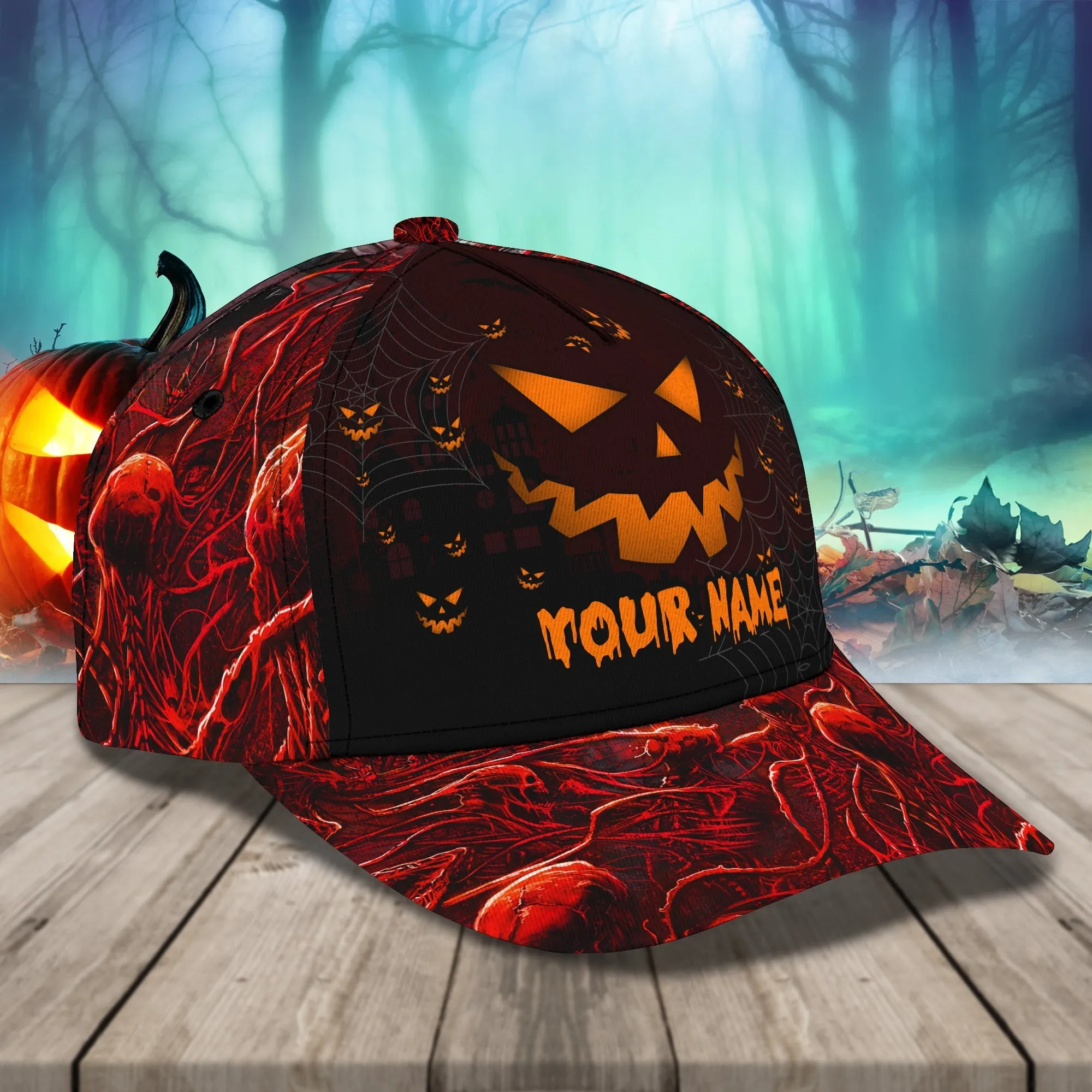 Pumpkin Halloween Hats Unisex Customizable Sayings Golf Hat 3d, Cap with Adjustable Hat for Mens Womens