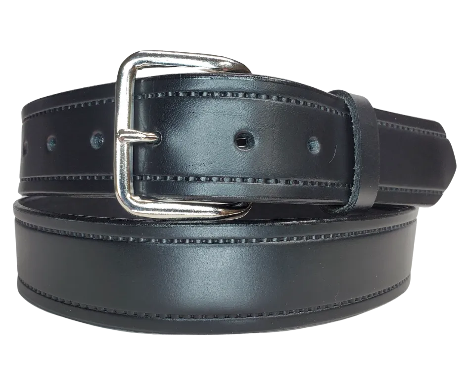 "In Stitches" Black Leather Belt