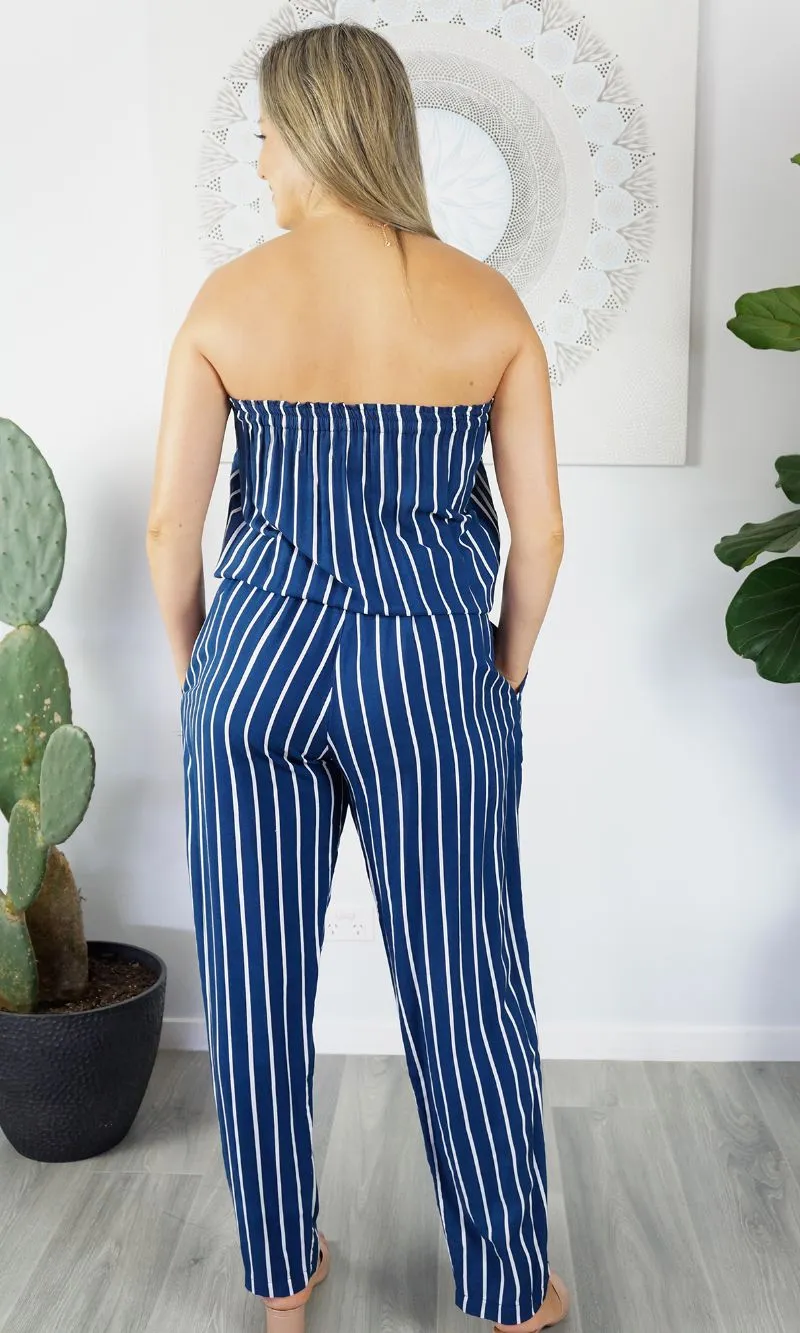 Rayon Jumpsuit Long Bandeau New Stripes, More Colours