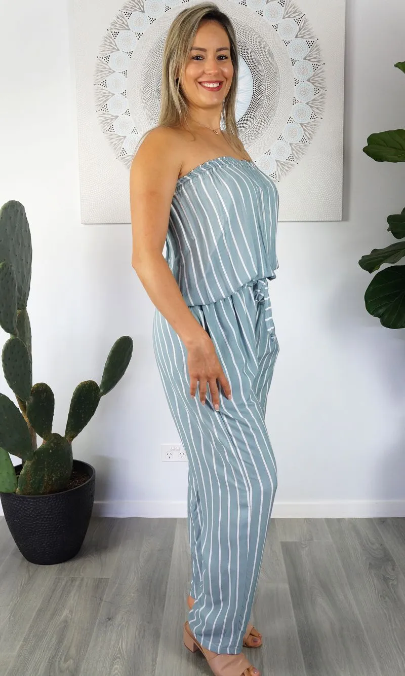 Rayon Jumpsuit Long Bandeau New Stripes, More Colours