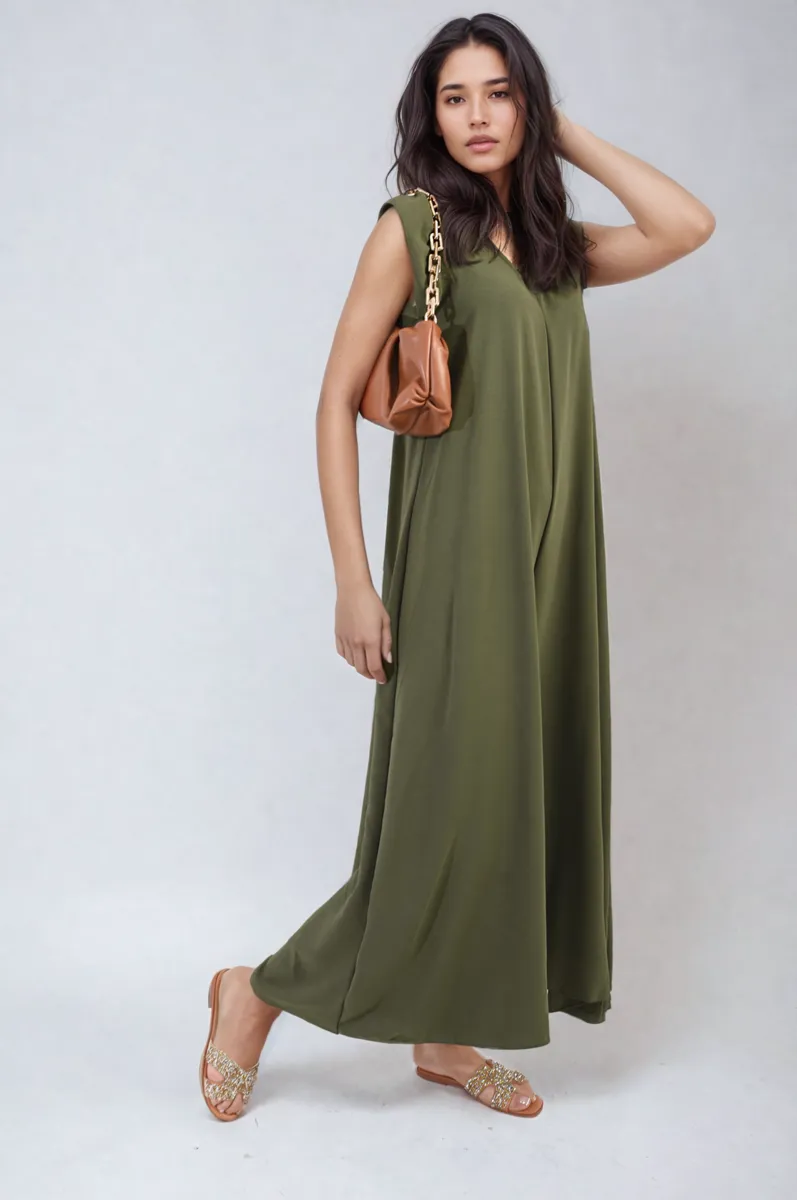 Ruffle Sleeve V-Neck Loose Waist Wide Leg Jumpsuit