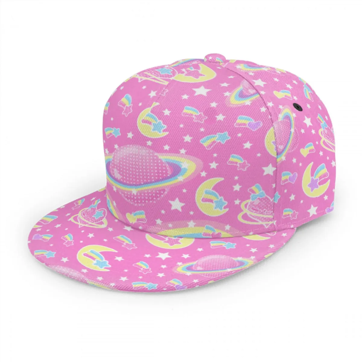 Saturn's Wish Pink Baseball Cap With Flat Brim