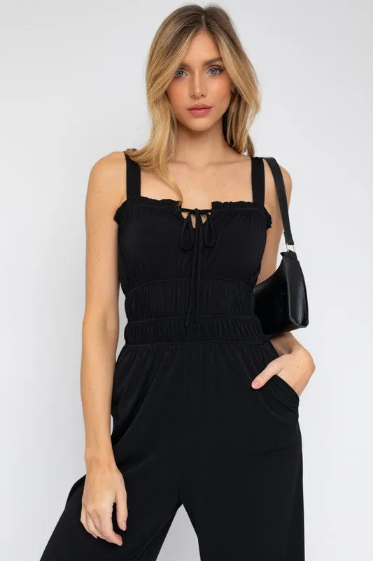 Sleeveless Drawstring Cropped Jumpsuit *Online Only*