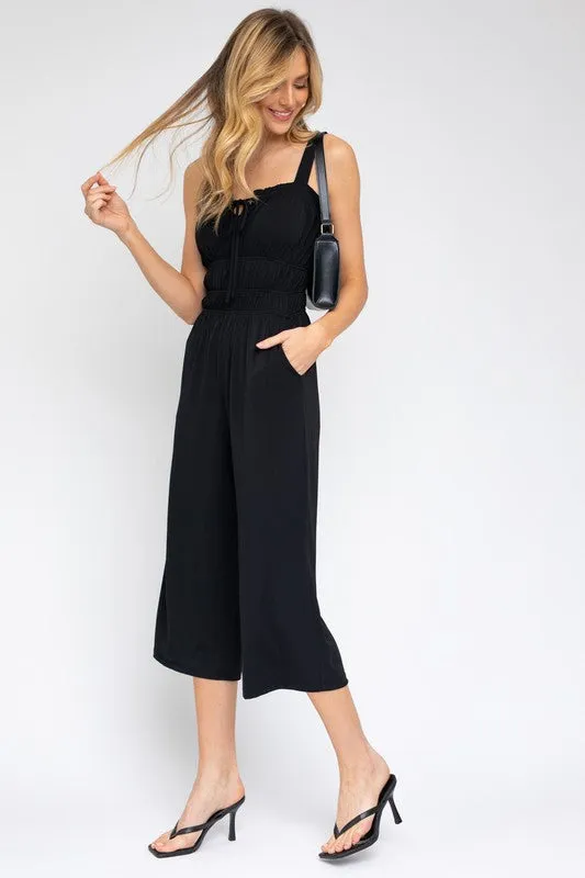 Sleeveless Drawstring Cropped Jumpsuit *Online Only*