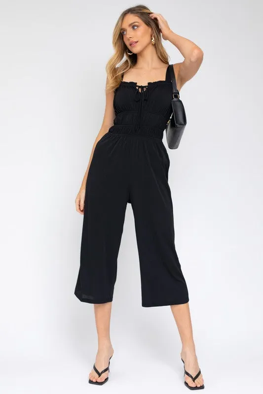 Sleeveless Drawstring Cropped Jumpsuit *Online Only*