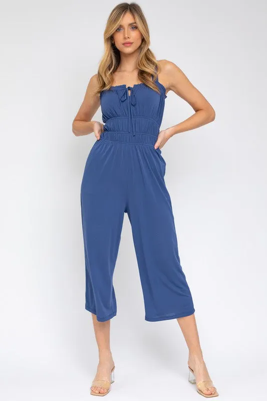 Sleeveless Drawstring Cropped Jumpsuit *Online Only*