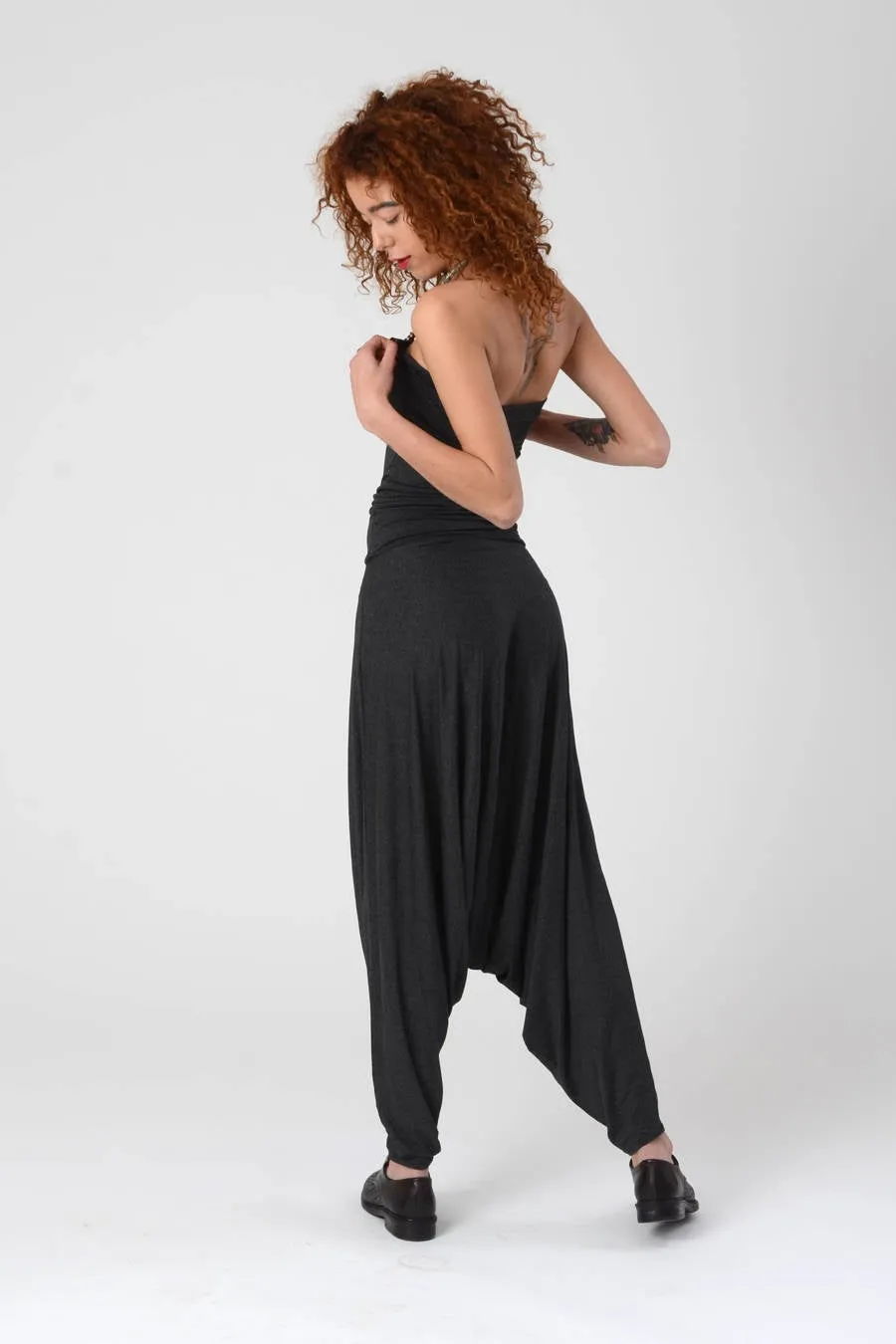 Strapless Grey Harem Jumpsuit