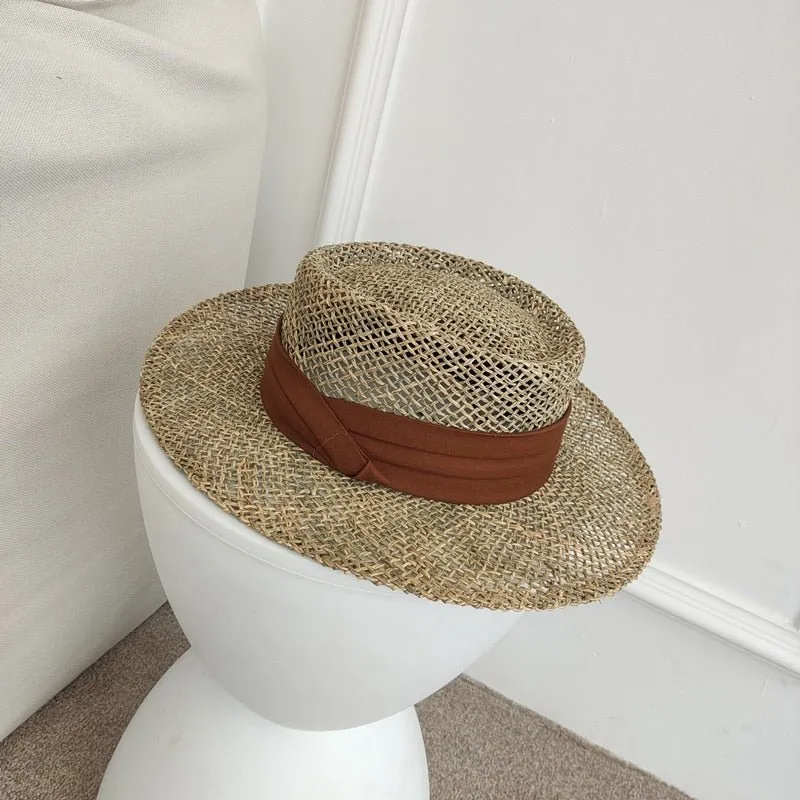 Straw Fedora Hat With Soft Raffia Colored Ribbon Options