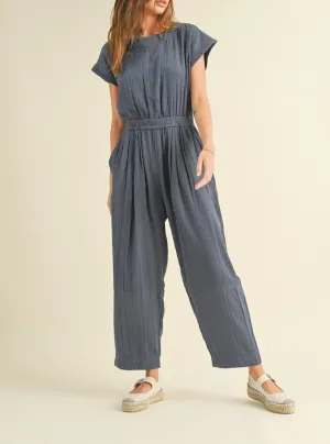 Sunkissed Ruffle Sleeved Cotton Gauze Jumpsuit