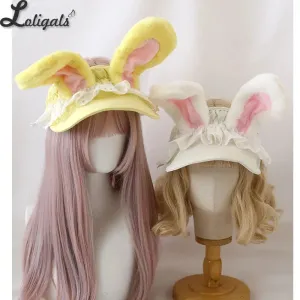 Sweet Women's Sun Hat Cute Rabbit Ear Lolita Baseball Cap Warm Winter Plush Beach Hats