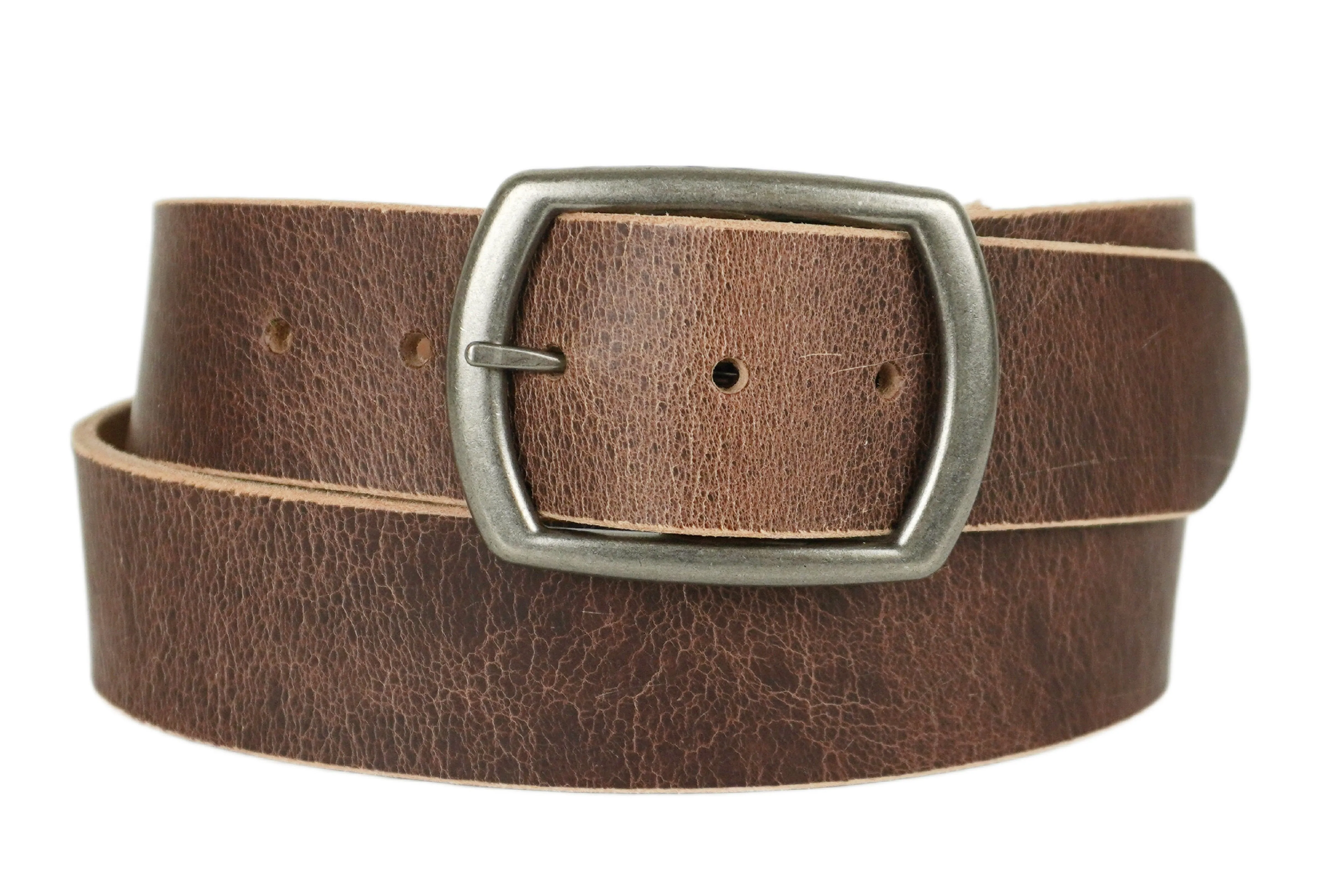 Textured Light Brown Wide Leather Belt