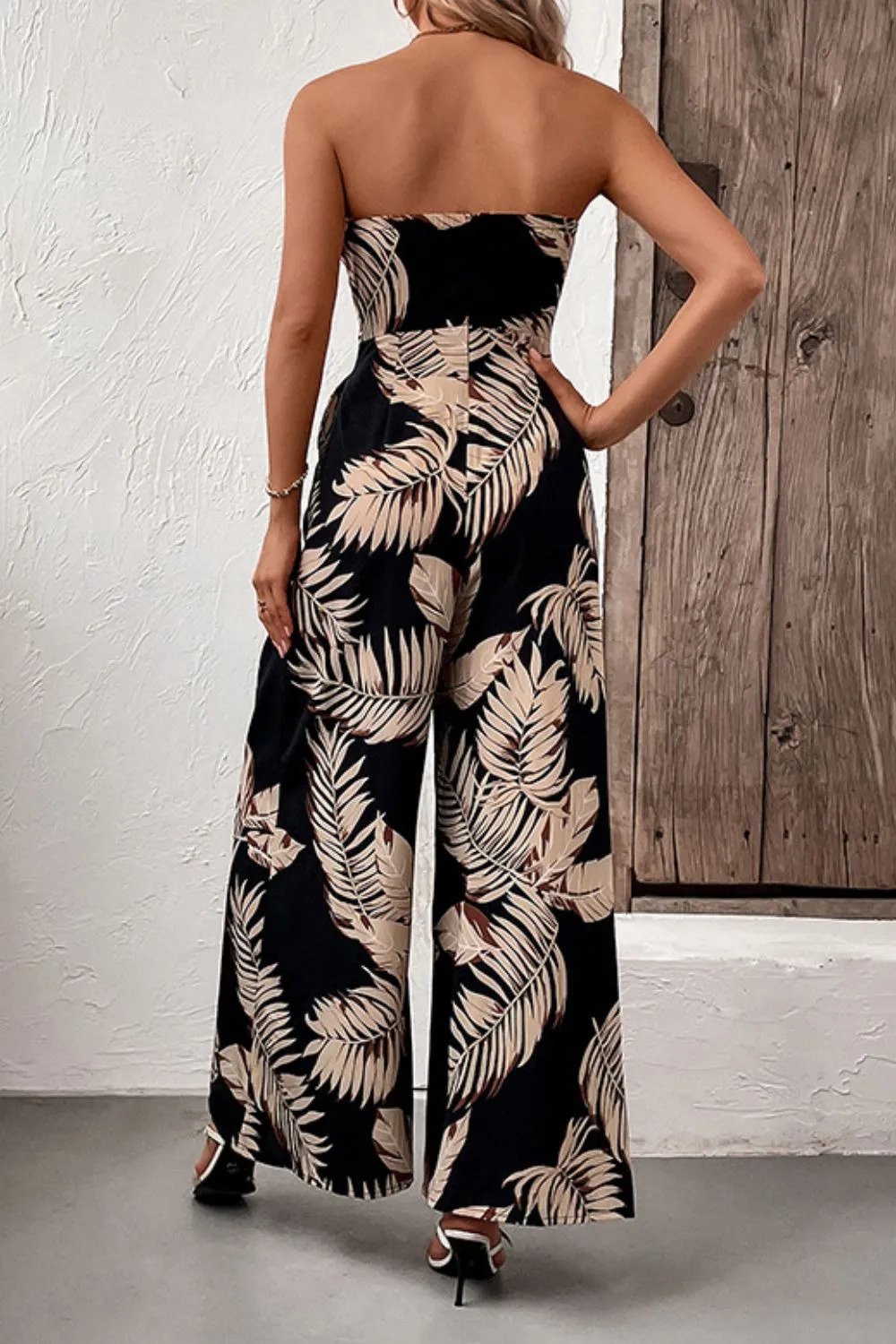 Tropical Vacation Wide Leg Jumpsuit with Pockets