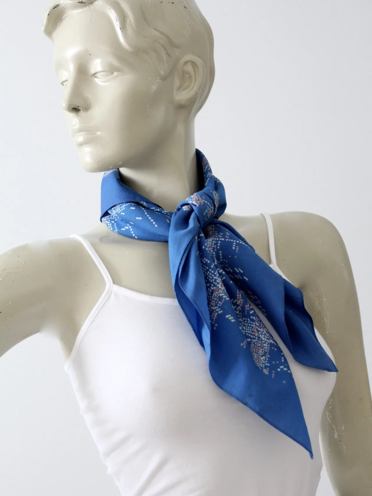 vintage blue summer hair scarf