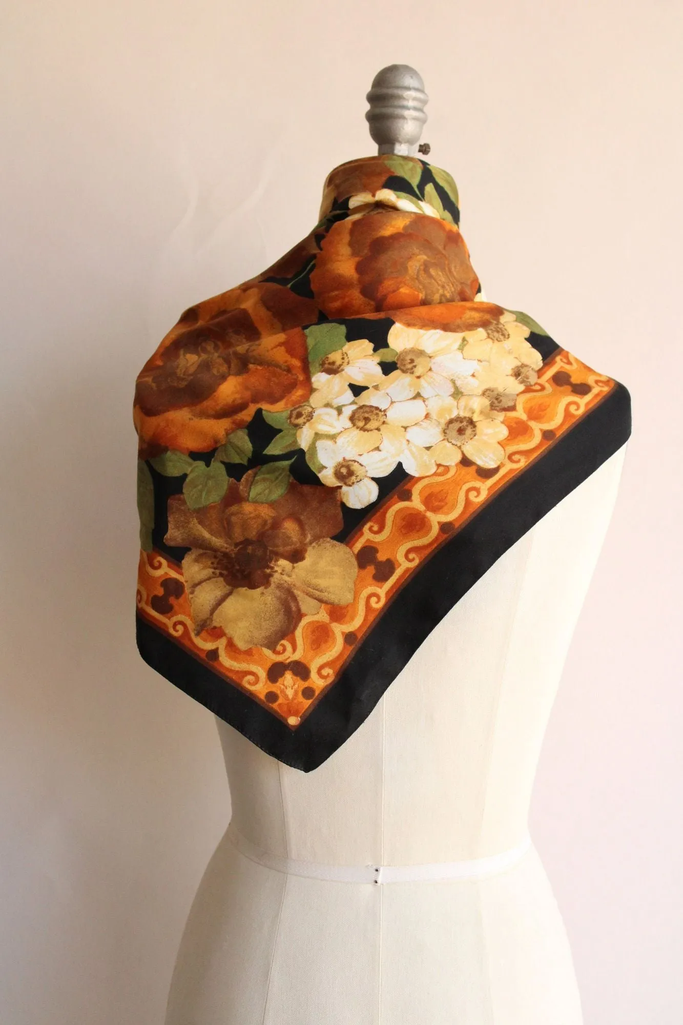 Vintage Elaine Gold Autumn Flowers Scarf