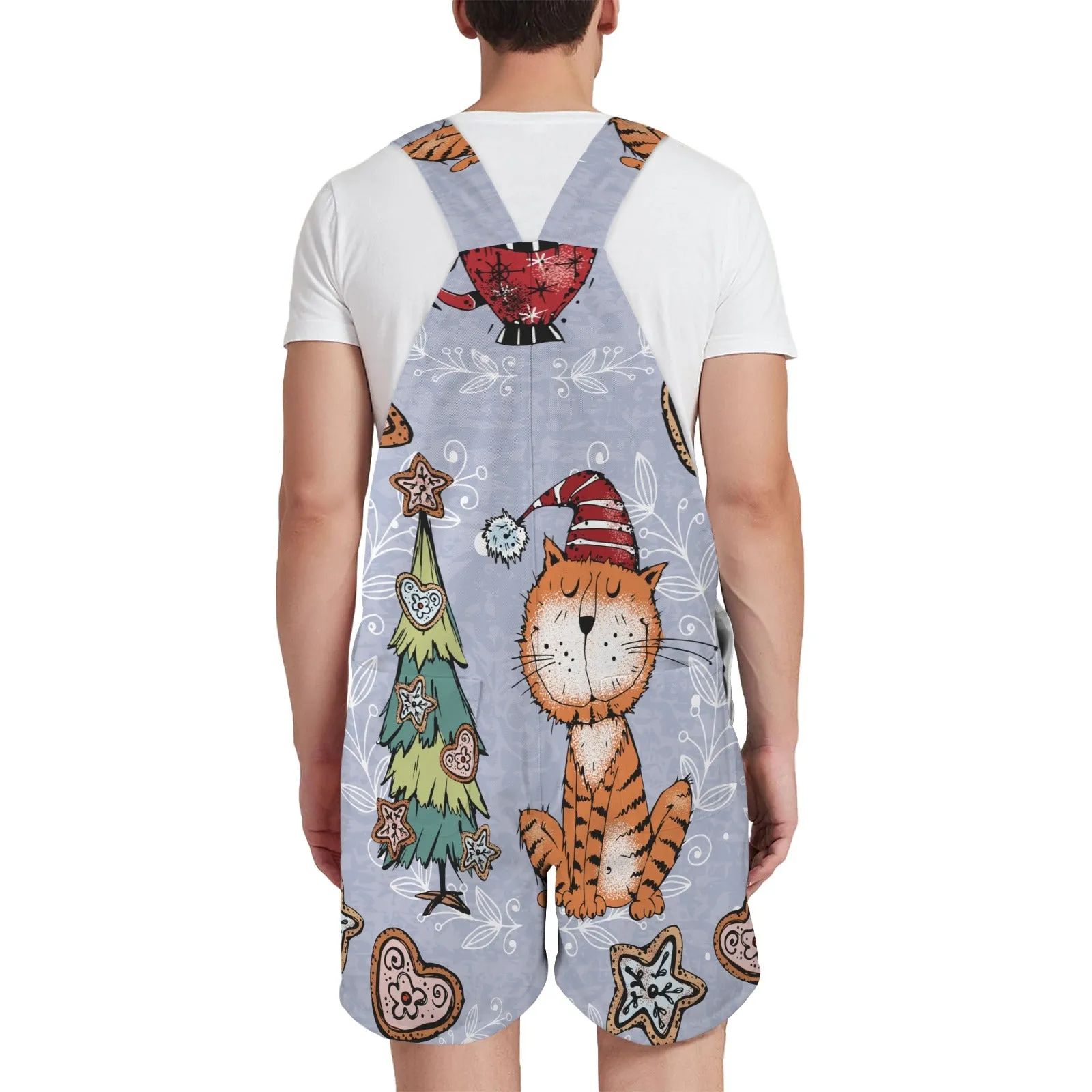 Whimsical Cat Emerson Easy-Wear Jumpsuit Unisex Shorts Suspender Jumpsuit