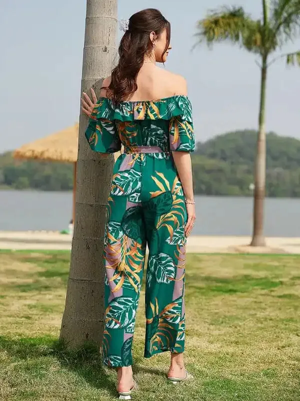 Women’s Printed Off-the-shoulder Jumpsuit