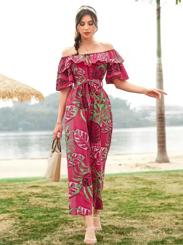 Women’s Printed Off-the-shoulder Jumpsuit