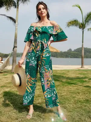 Women’s Printed Off-the-shoulder Jumpsuit