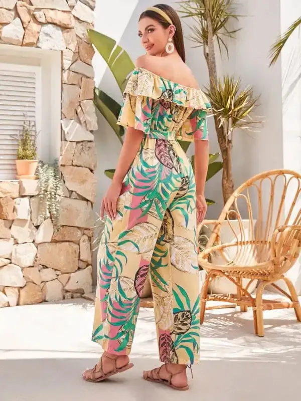 Women’s Printed Off-the-shoulder Jumpsuit