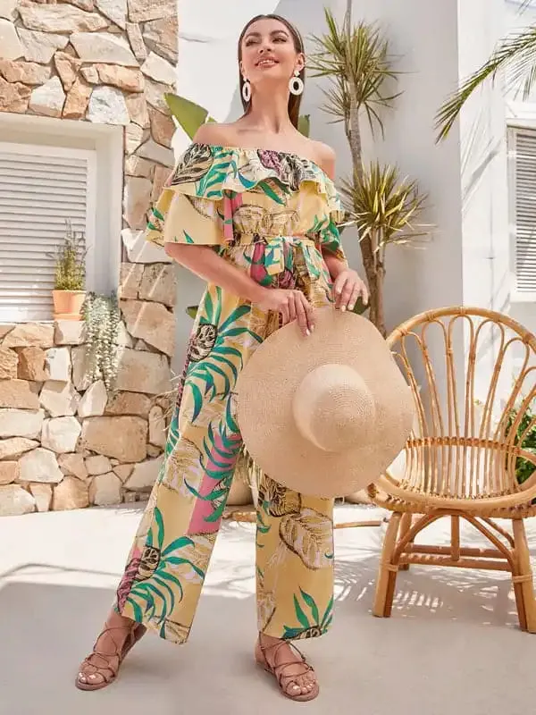 Women’s Printed Off-the-shoulder Jumpsuit