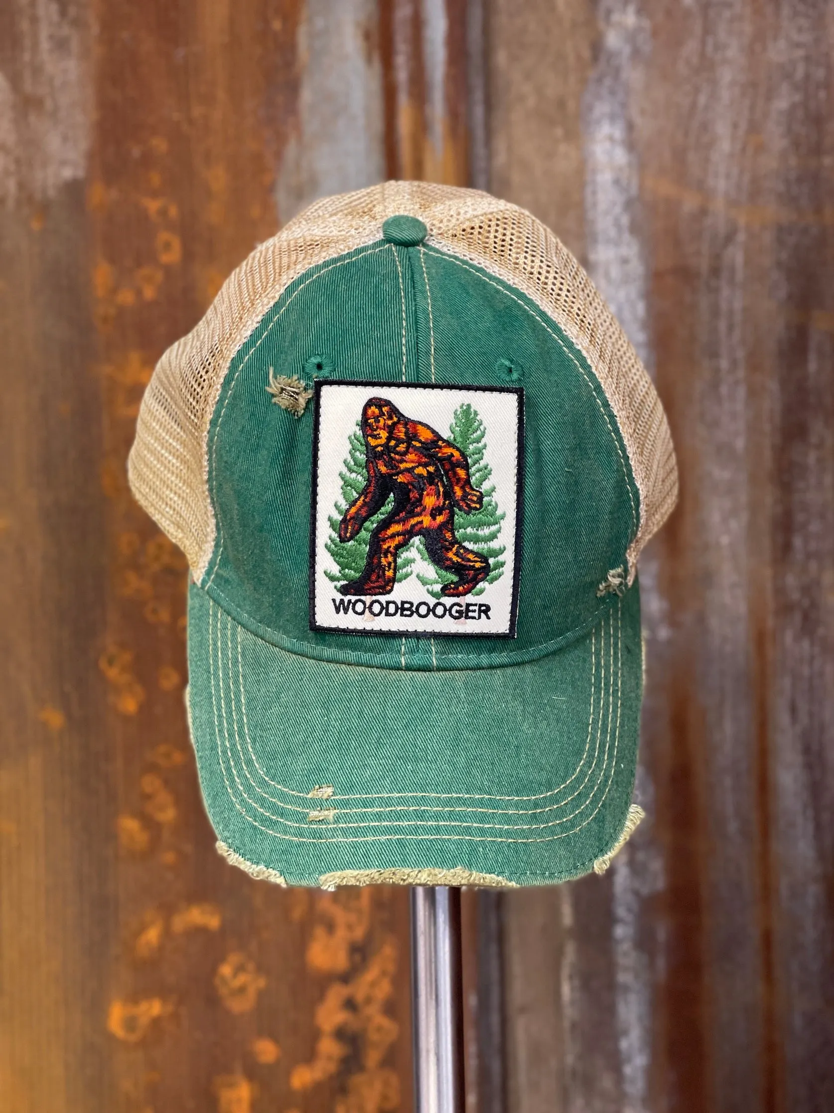 WOODBOOGER Bigfoot Cryptid Series Hat - Distressed Kelly Green Snapback